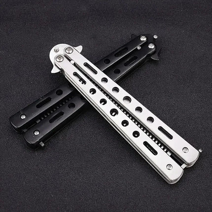 Foldable Comb Stainless Steel Practice Training Butterfly Knife Comb Beard Moustache Brushe Salon Hairdressing Hair Styling Tool