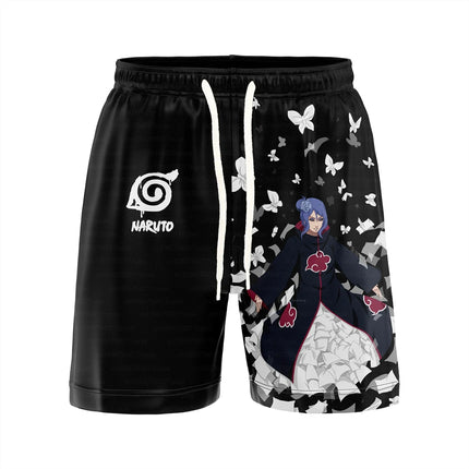 Naruto Anime Figure Uchiha Itachi 3D Print Shorts Men's Fashion Classic Black Casual Pants Breathable Sportwear Boy Beach Shorts