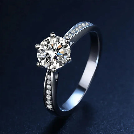 D VVS1 Moissanite 0.5-2ct 925 Sterling Silver Ring for Women Man Jewelry Shining Classic Imitation Diamond Wedding Ring Gifts
