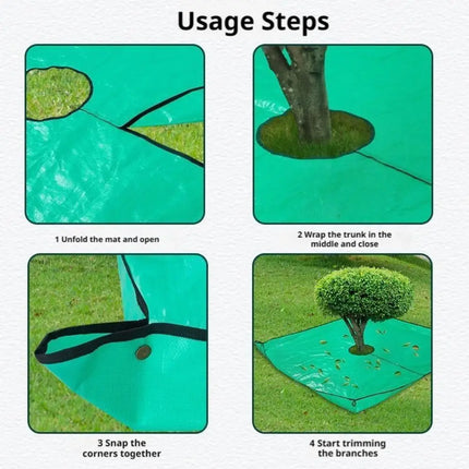 100x100cm Waterproof PE Garden Leaf Collecting Mat Foldable Tree Debris Tarp With 4 Corner Buckles Reusable For Fruit Picking