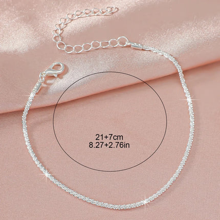 Shiny Sparkling Simple Anklet for Women Cross Pendant Silver Color Elegant Jewelry Female Beach Ankle Bracelet on Foot Gifts