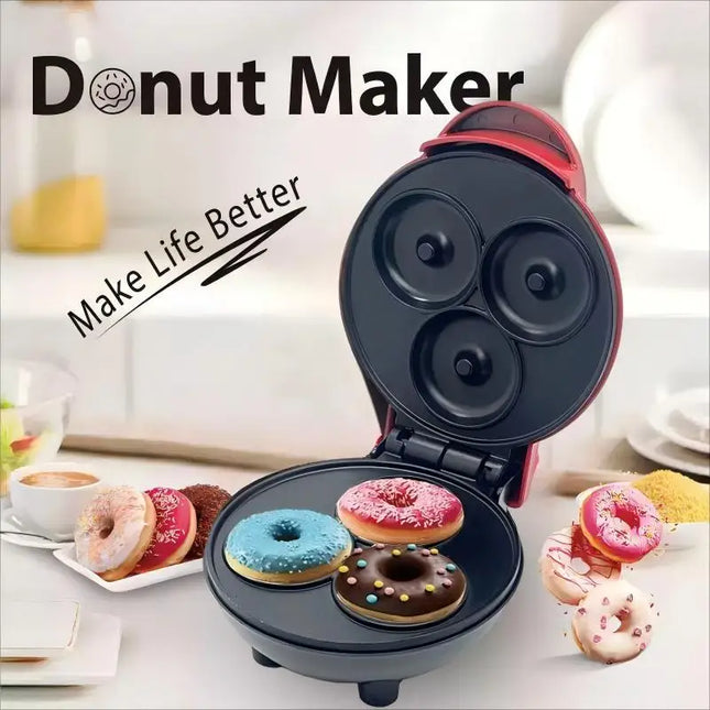 Mini home donut making machine, double-sided heating, non-stick coating, fast production, DIY breakfast for families and children