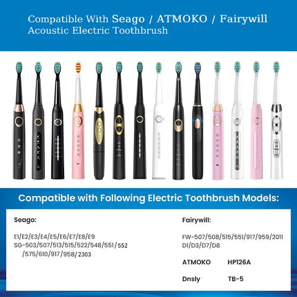8 Pcs Replacement Brush Heads For Seago/Fairywill Electric Toothbrush Dupont Bristle Brush Refill Efficient Tooth Cleaning