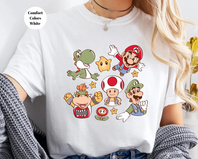 Retro Super Mario T-shirt Men and Women New Summer Cotton Y2K Clothing Fashion Casual Oversized Short Sleeve Tops Streetwear