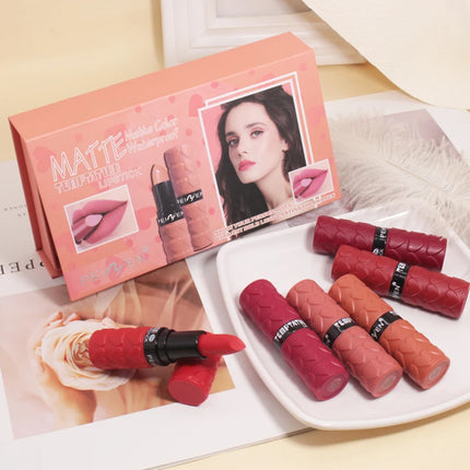 Matte Lipstick Set 6 Colors Velvet Smooth Nude Lip Stick, Long Lasting Moisturizing and Waterproof Non-Stick Cosmetic Gifts