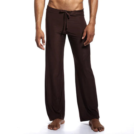 Men's Ice Silk Casual Pants Summer Drawstring Loose Fit Breathable Yoga Trousers Men's Lightweight Lounge Wide Leg Pants