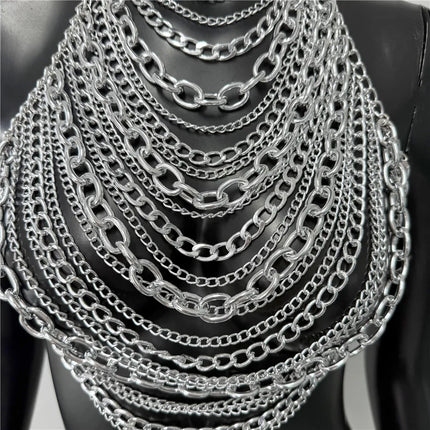 Summer Women Metal Chain Tank Top Sexy Hollow Out Backless Deep V Neck Halter Neck Crop Top Rave Party Nightclub Camisole New