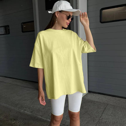 Botvotee 21 Colors Ins Fashion Summer Oversized Basic Solid T-Shirts for Women 100% Cotton White Black Pink T-shirt Casual Tops