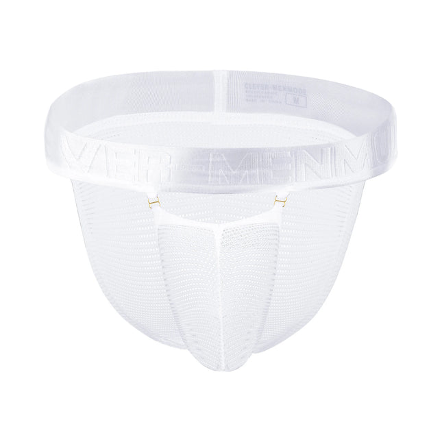 Hollow Penis Pouch Briefs Men Underwear Sexy Underpants Man Panties Mesh Lingerie High-cut Wide Waistband Metal Buckle Decor