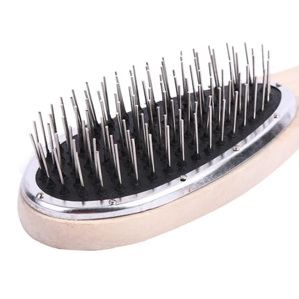 Wooden Hair Brush Hair Parting Comb Hair Brush for Wigs Anti Static Steel Comb for Tangle Hair Extensions Training