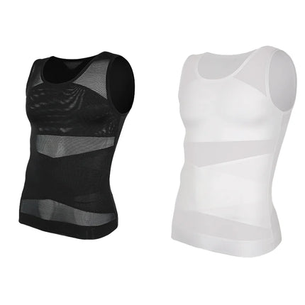 Compression Shirt for Men Slimming Undershirt Body Shaper Tank Top Gynecomastia Sleeveless Shapewear Vest Mesh Cross Suit 3XL