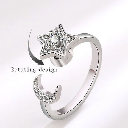VENTFILLE 925 Sterling Silver Sunflower Diamond Zircon Rotatable Ring For Women Gift Relieve Stress Ring Jewelry Wholesale