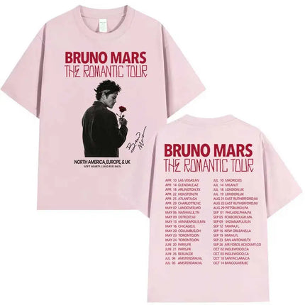 Bruno Mars The Romantic Tour T shirt for Men Women Hiphop Streetwear Oversized Tops 100% Cotton T-Shirt BM5
