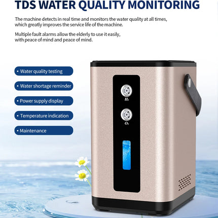SUYZEKO Hydrogen  Inhalation Machine, 99.99% portable Purity Dual Outlet H2 Generator, PEM molecular  Water Electrolysis Ionizer
