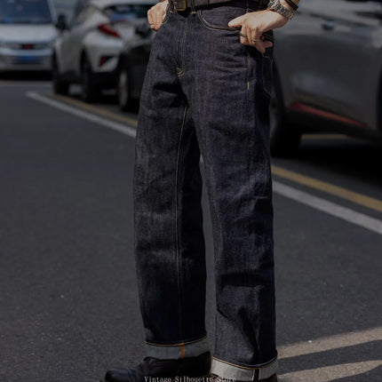 Red Tornado WWII-Style Loose Straight-Leg 5-Pocket 12.5oz Selvedge Jeans Summer Men's Lightweight Denim Pants