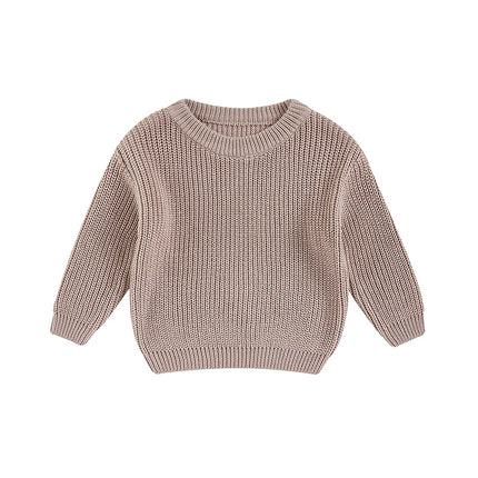 Autumn Baby Girls Boys Sweaters Coat Kids Knitting Pullovers Tops Baby Boys Girls Solid Color Basic Cotton Long Sleeve Sweater