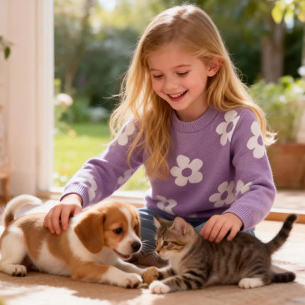 Spring and Autumn New Children's Clothing for Girls, Fashionable, Soft and Skin friendly, Warm Sweater for 1-10 Years Old