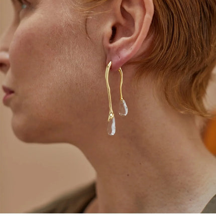 Fashion Jewelry 925 Silver Needle Resin Teardrop 2024 Trend New Back Front Dangle Earrings Hot Selling For Women Gift