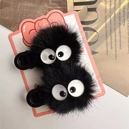 1/2pc Kids Plush Funny Hair Clips Cute Cartoon Princess Girl Sided Clips Barrettes Black Duck Tongue Clips Kids Hair Accessories