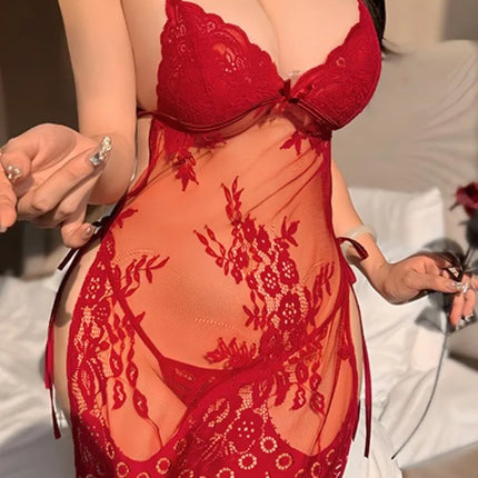 Women's Underwear Sexy Lingerie Set Erotic Nightdress Sexy Lace Sleepwear Solid Slim Soft Dresses Erotic Sleepwear Thongs