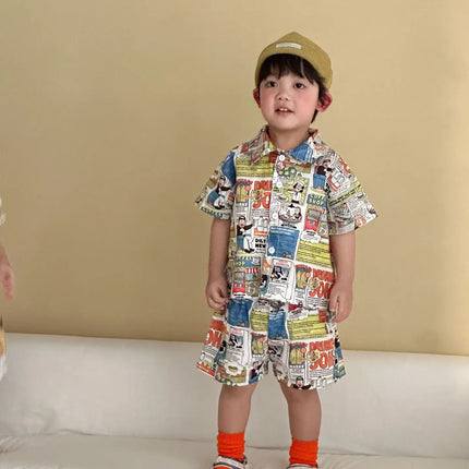 RAISE Children Summer Shirts Outfits Boys Vacation Suit 2026 Kids Girls Print Dress Brother Sister Outfits Siblings Matching Set