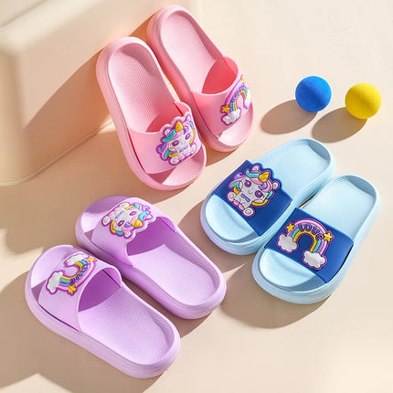 New Unicorn Slippers Boy Girl Summer Kids Rainbow Indoor Slippers Non-Slip Beach Sandals Toddler Home Shoes Baby Flip
