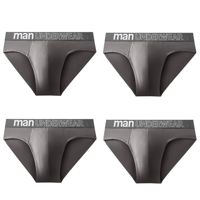 4pcs Men's Sexy Briefs Student Fashion Underwear Men's Panties Breathable Elastic Large Size Male Underpants Letter waist print