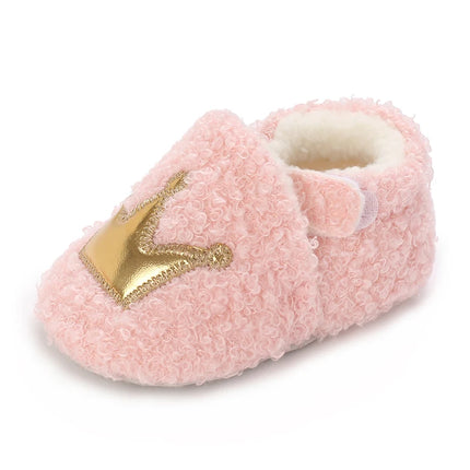 Fashionable Lamb Down Newborn Baby Girl Knitted Baby Soft Sole Shoes Toddler Shoes Warm and Non Slip First Walker