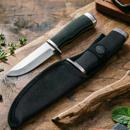 Outdoor knife, fixed straight-blade design, stainless steel fruit knife, non-slip handle, ideal for camping, hiking, and fishing