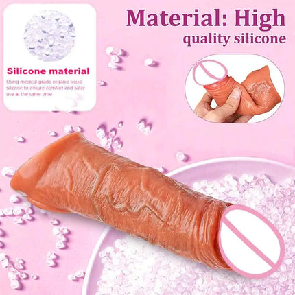 Realistic Penis Dildo Sleeve Penis Extension Extender Sheath Sleeve Vibrator Delay Ejaculation Cock Cover Sex Toys for Men