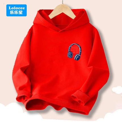 Kids Hoodie Music Headphone Print Casual Pullover -Children's Hooded Sweatshirt Fashion Spring Fall Daily Wear for Boys EJCK1