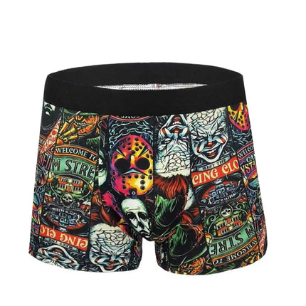 Men's Fun Graffiti Printed Boxer Shorts Random 5-Piece Set, Trendy, Personalized, Comfortable and Breathable Four-Corner Pants
