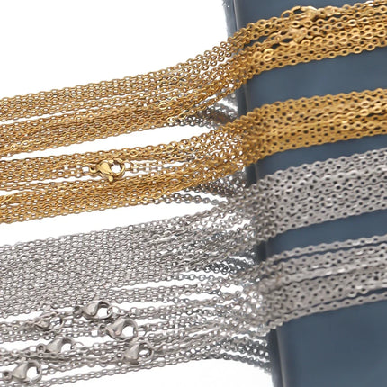 LUXUKISSKIDS Stainless Steel Chains Necklace Woman 10pcs/lot Bulk Wholesale DIY Rolo 2mm Chain No Fade Choker For Jewelry Making