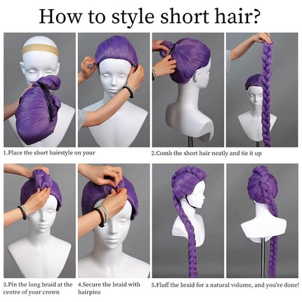 Anime Rumi Lumi Cosplay Synthetic Hair Purple Headgear +120 Cm Detachable Ponytail Halloween Daily Party Heat-Resistant Wig