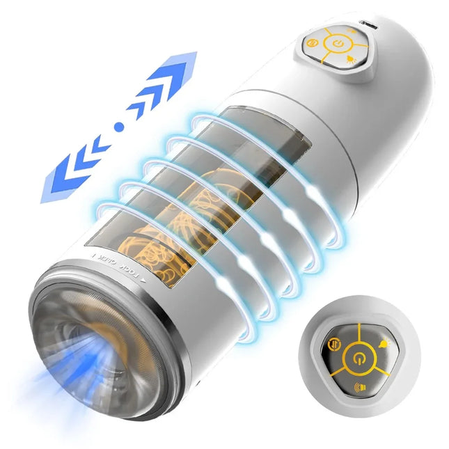 Automatic Male Masturbator Penis Pump with 10 Push and Rotate Electric Pocket Pussy Men Adult Sex Toy