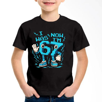 New Funny Six Seven Italian Brainrot 67 Number Graphic Print T-Shirt Boy/Girl Summer Short Sleeved Kids Comfortable T-shirt Top