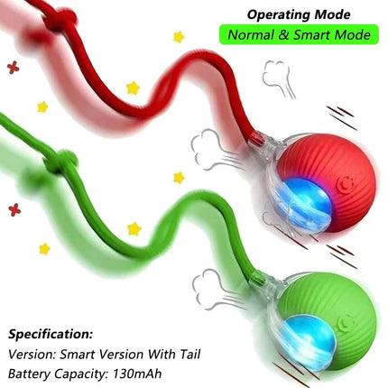 Cat Interactive Ball Toy Automatic Rolling Ball Faux Tail Rechargeable Smart Pet Electric Toy Dog Cat Training Imitate Mouse