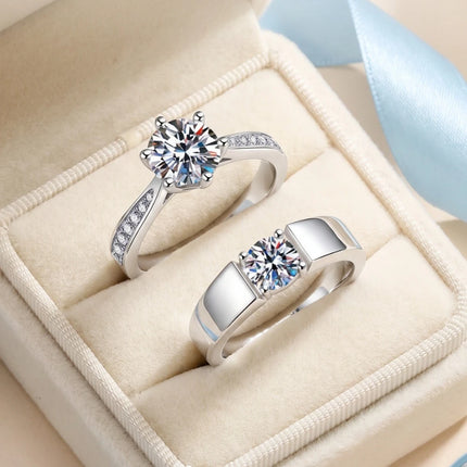 D VVS1 Moissanite 0.5-2ct 925 Sterling Silver Ring for Women Man Jewelry Shining Classic Imitation Diamond Wedding Ring Gifts