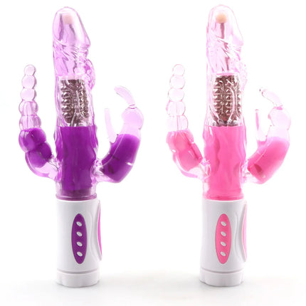 Sextoy 3 In 1 Dildo Rabbit Vibrator Tongue Licking Double Rod Masturbation Anal Clit Vibrator Sex Toys for Women
