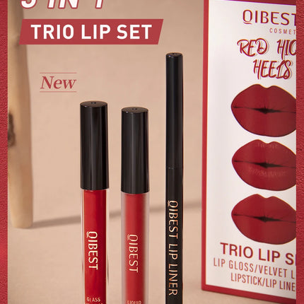 3pcs Matte Liquid Lipstick+Lip Liner Set Lip Glaze Makeup Nude Black Red Velvet Lip Gloss Long Lasting Lip Tint Cosmetics Kits