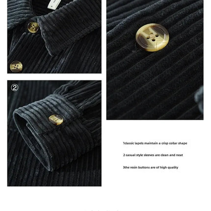 New Fashionable Corduroy Long Sleeve Men's Shirt Casual Loose-Fit Top Jacket High Quality Amazon Autumn/Winter Collection
