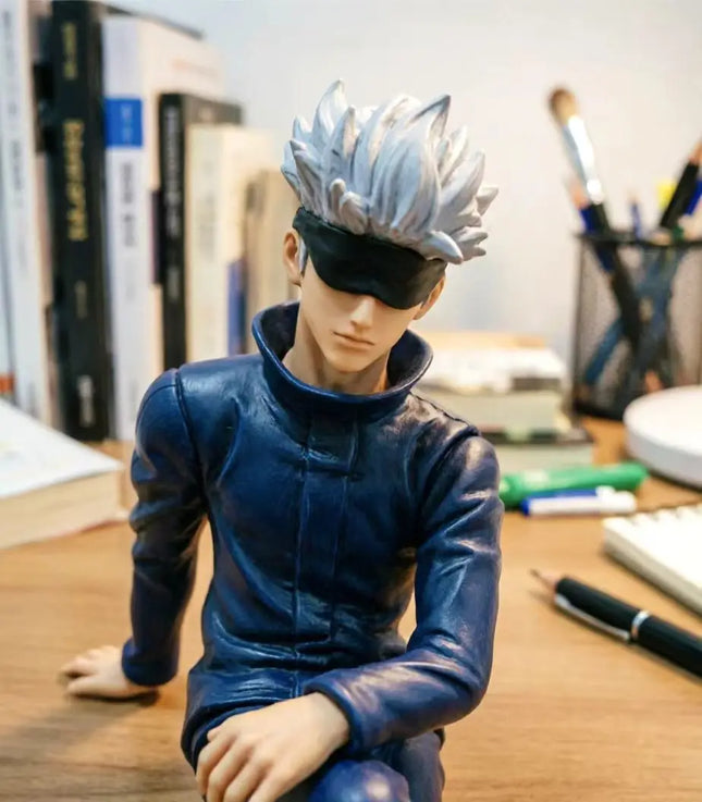 Gray Blue Hair Anime Statue Desktop Decoration Japanese Cartoon Figurine ACG Ornament Creative Home Decor Gift