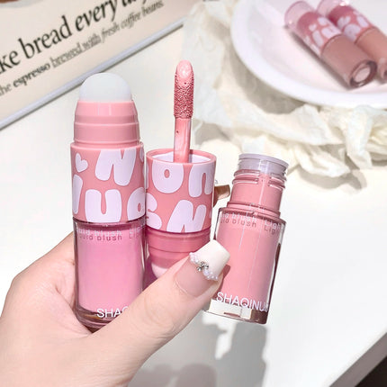 SHAQINUO Double-ended Liquid Blush with Dizzy Dye Brush, Natural, Complexion-enhancing, Low-saturation, Matte Blush Liquid