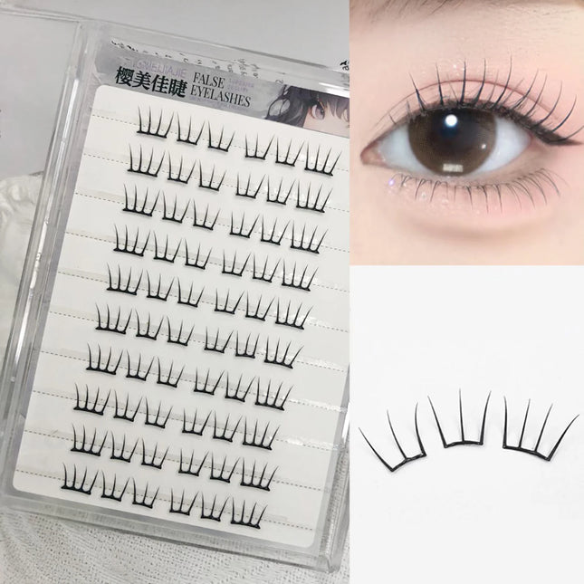 Glue-Free Korean Style False Eyelashes Girl Group Fashion Eyelash Extension Natural Manga Segmented DIY Lashes Large Capacity