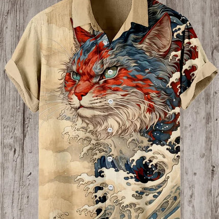 Summer Men's Short Sleeve Shirt Art Octopus Pattern 3D Printed Linen Short Sleeve Men's Shirt Casual Hawaiian Top