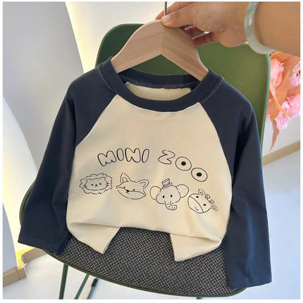 New Autumn Girls and Boys Long Sleeve T-shirt Base Shirt Letter Korean Style Children Clothing