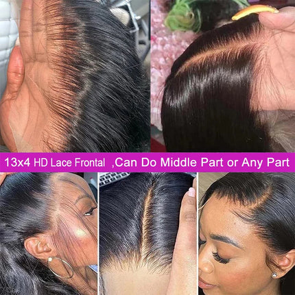 13x4 HD Transparent Lace Frontal 100% Human Hair Pre plucked Bleached Knots Natural Hair Line 4x4 Lace Closure With Baby Hair