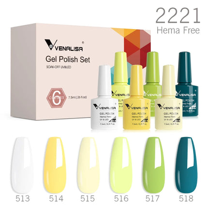 6pcs/kit VENALISA Valentine's Day Collection Lovely Pink Nails HEMA FREE TPO FREE Soak Off UV LED Semi Permanent Set Gel Varnish