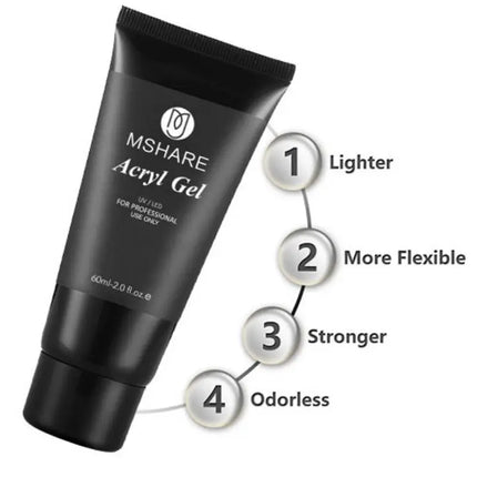MSHARE Poly Nail Extension Gel TPO Hema Free Milky White Nails 60g Nail Extension Camouflage Quick Building Finger 60ml
