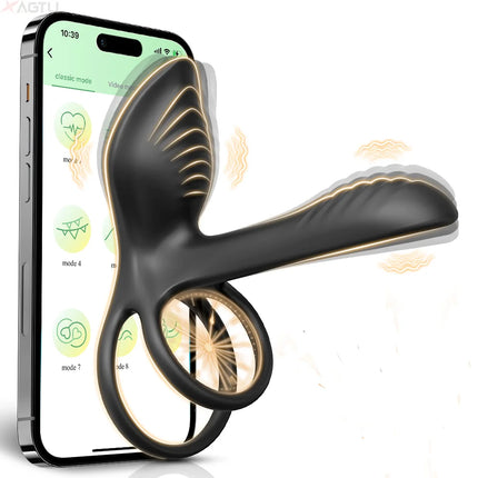 360° Swing Cock Ring Vibrating Delay Ejaculation Penis Ring Powerful Vibrator Men Male Sex Toys for Couples Clitoral Stimulator